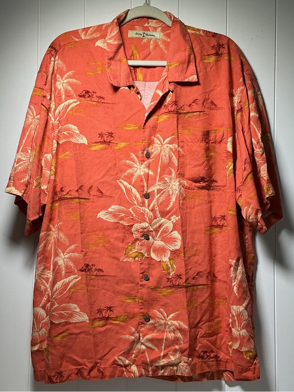 Tommy Bahama XL Floral 100% Silk Short Sleeve Button Up Camp Shirt Tropical